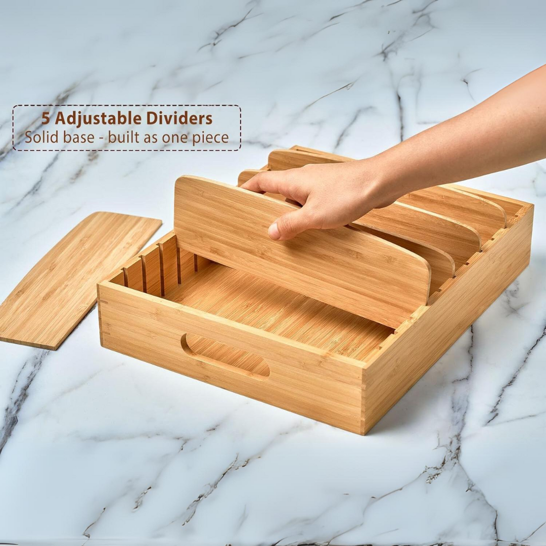 Bamboo Kitchen Organizer for Lid Storage