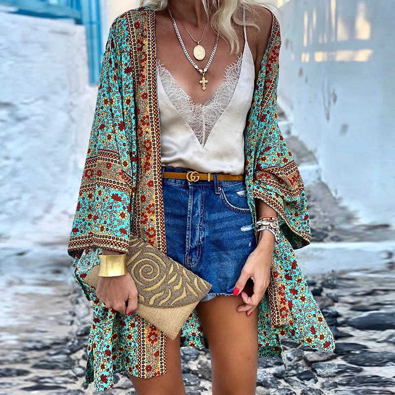 Boho Mid-Length Kimono Cardigan