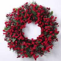 Christmas Wreath with Red Berries and Cypress Leaves – Festive Holiday Decoration