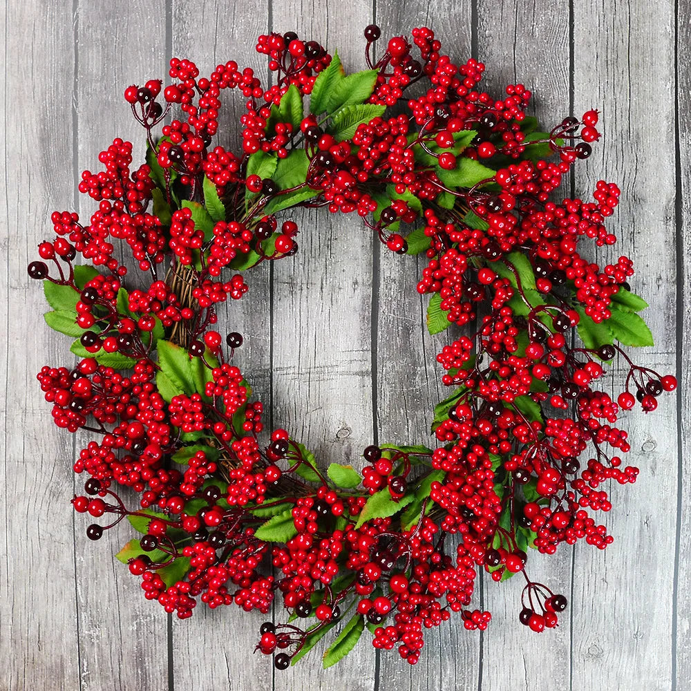 Christmas Wreath with Red Berries and Cypress Leaves – Festive Holiday Decoration