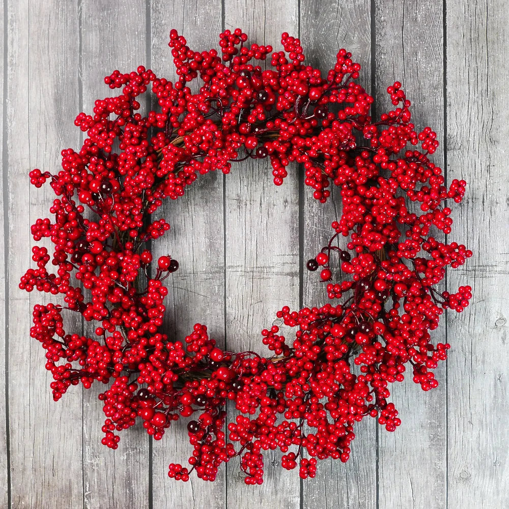 Christmas Wreath with Red Berries and Cypress Leaves – Festive Holiday Decoration