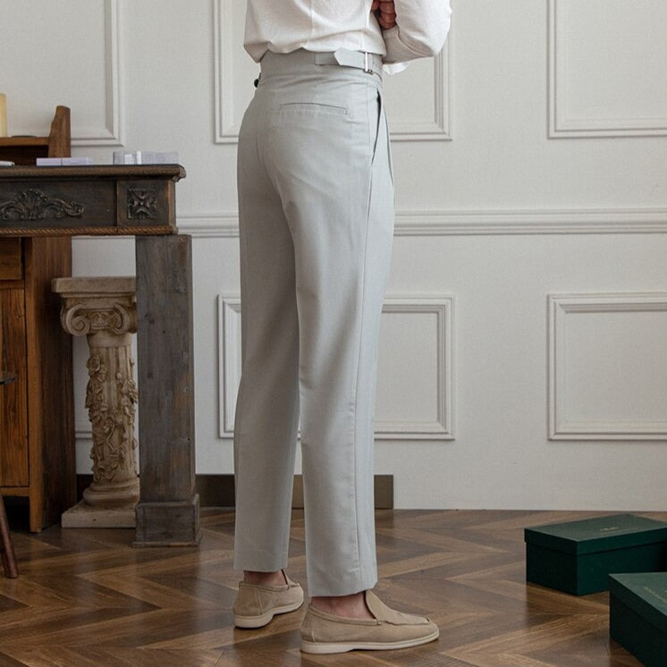 Classic Men's Trousers with Buckle Detail