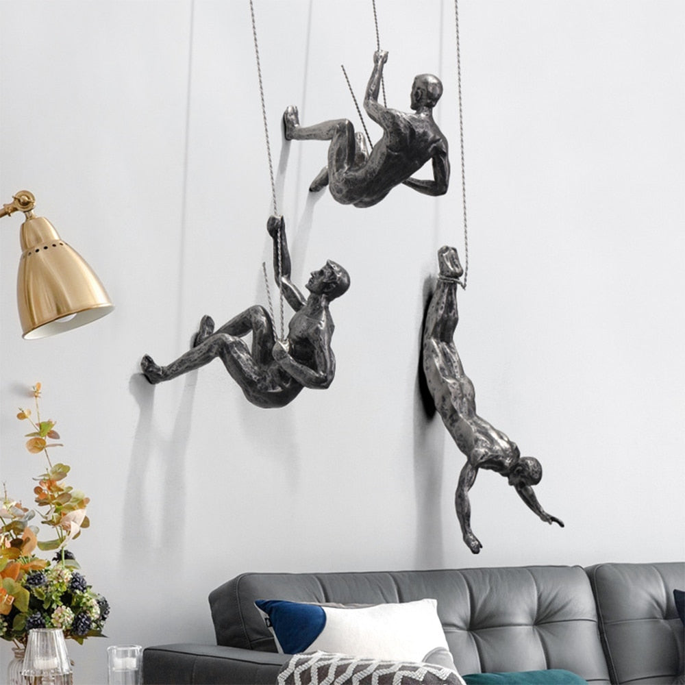 Climbing Wall Sculpture – Symbol of Strength & Growth – Handmade Resin & Iron Wire Art