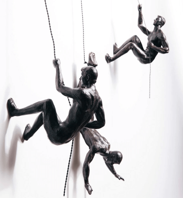 Climbing Wall Sculpture – Symbol of Strength & Growth – Handmade Resin & Iron Wire Art