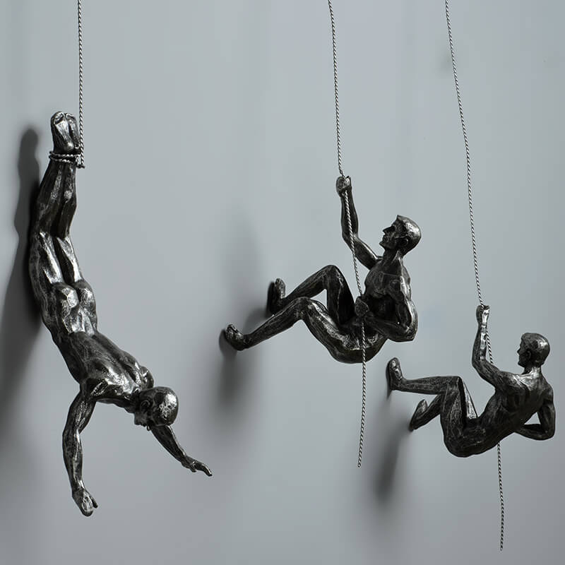 Climbing Wall Sculpture – Symbol of Strength & Growth – Handmade Resin & Iron Wire Art