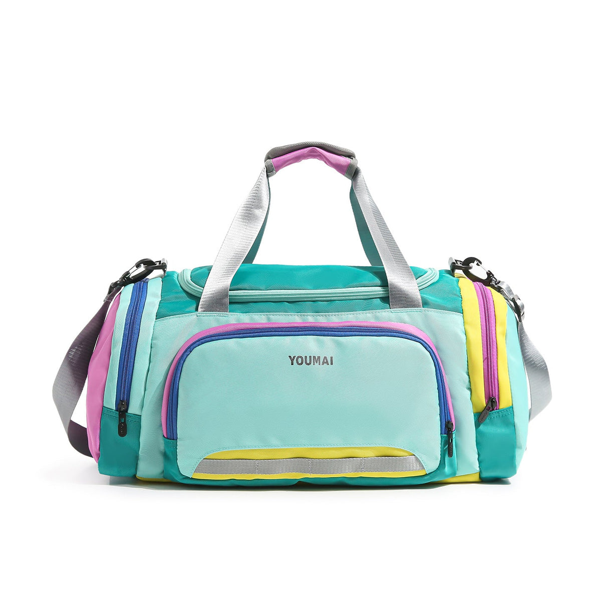 Colorful Multi-Compartment Sports Duffel Bag