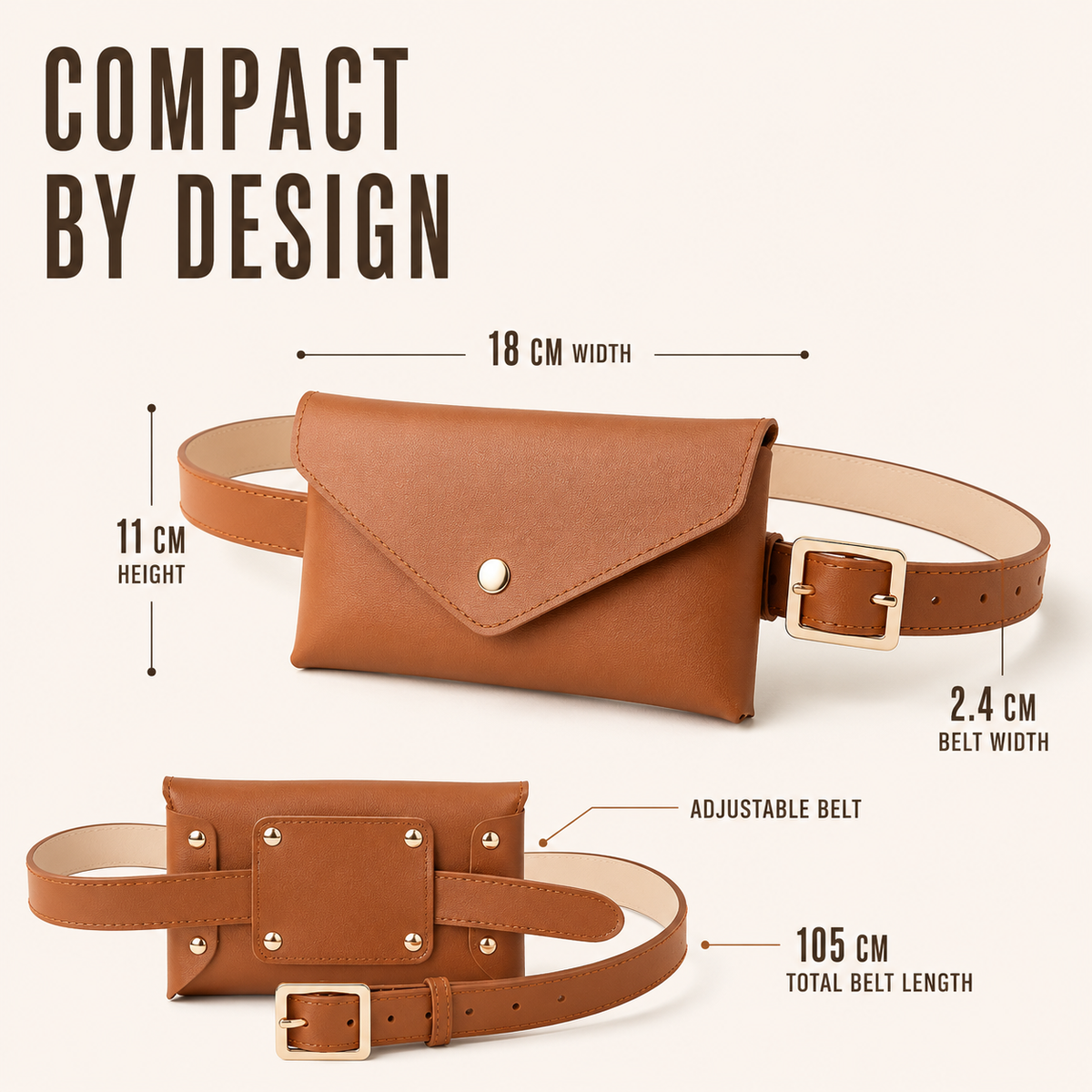 Compact Envelope Flap Belt Bag