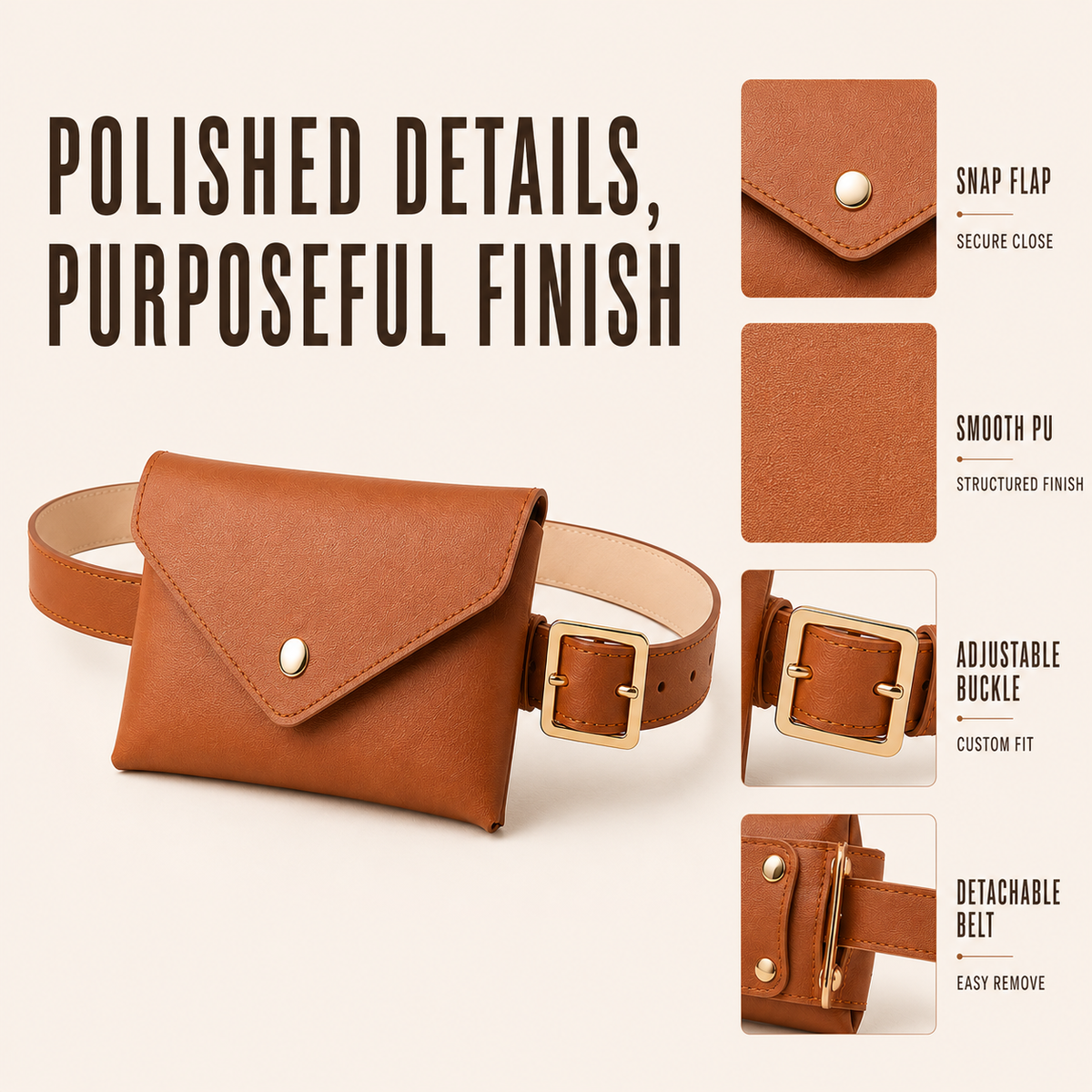 Compact Envelope Flap Belt Bag