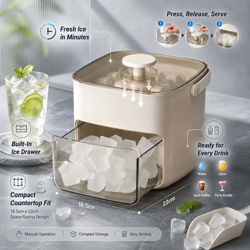 Compact Manual Kitchen Ice Cube Maker Machine