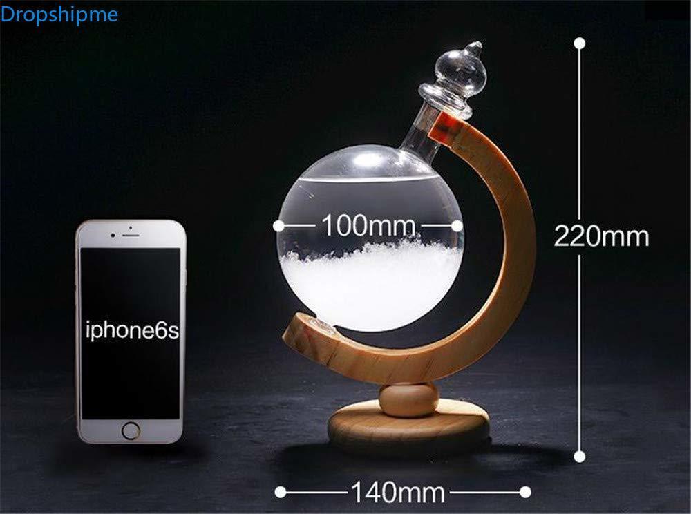 Crystal Storm Glass Weather Forecasting Desktop Barometer with Wooden Base