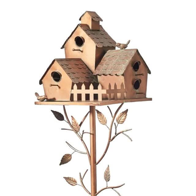 Decorative Metal Birdhouse Garden Stake