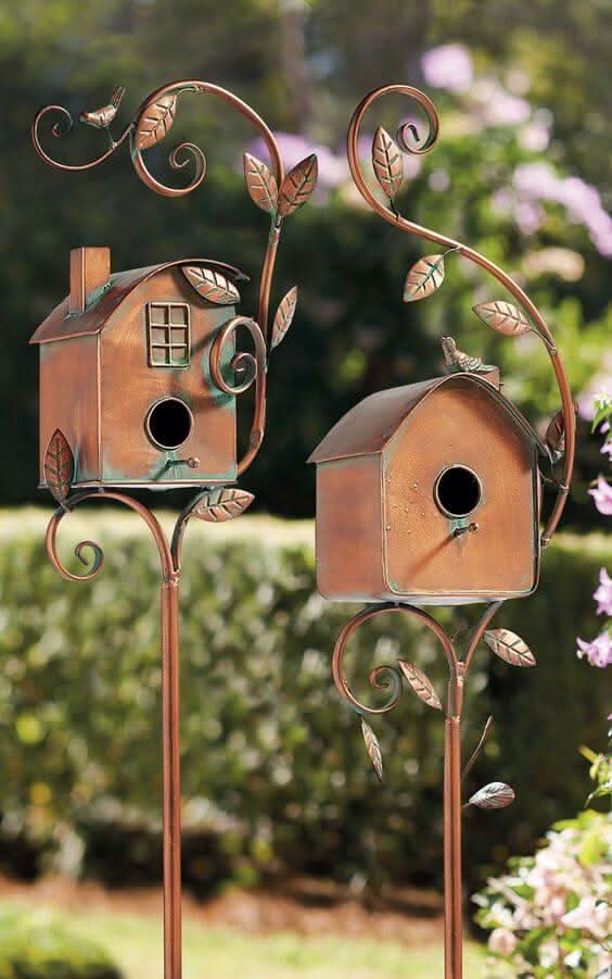 Decorative Metal Birdhouse Garden Stake