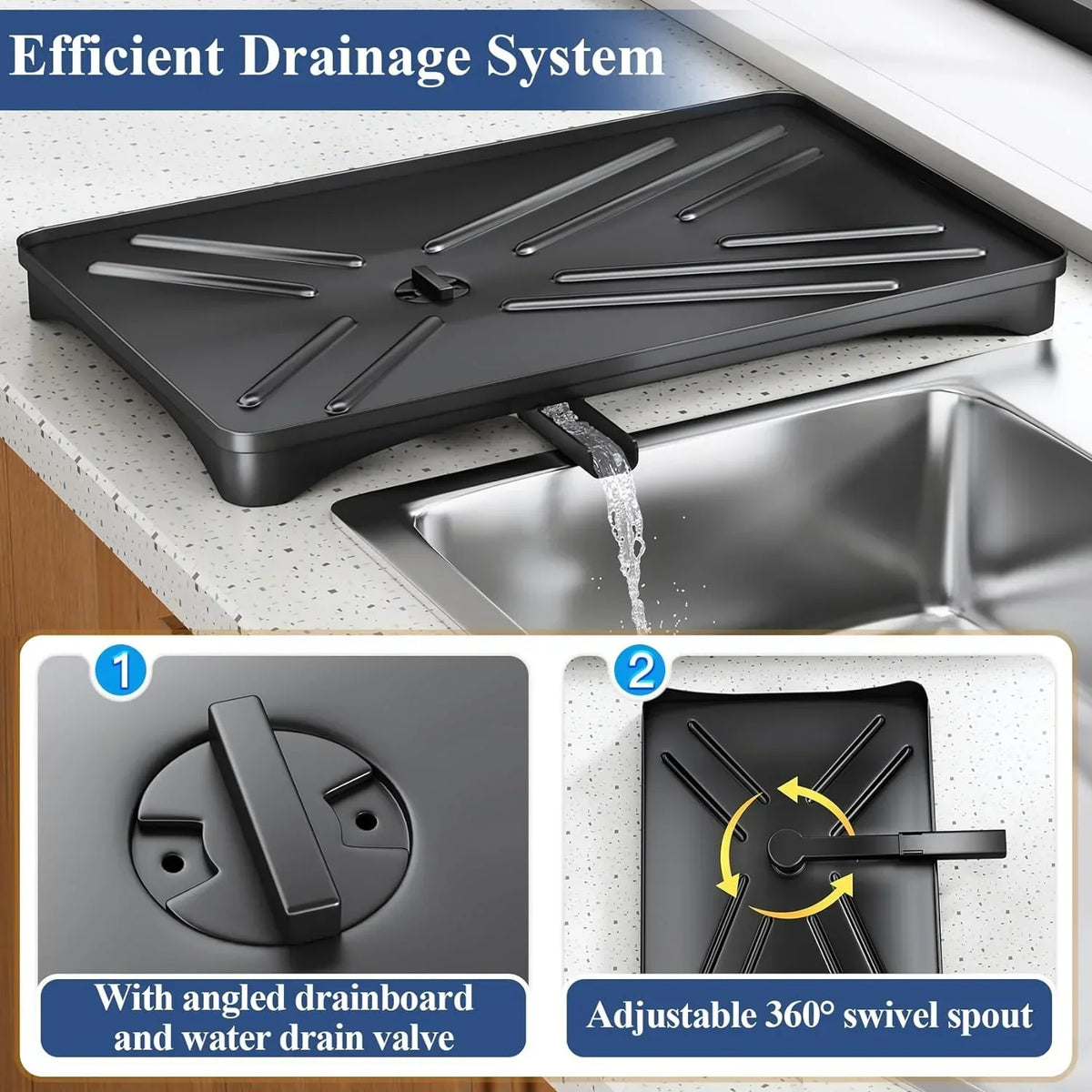 Dish Drying Rack with Drainboard and Large Cutlery Holder – Nova