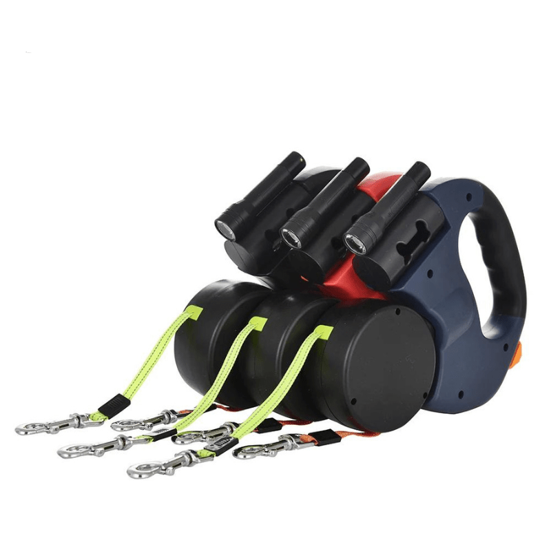 Dual Dog Leash with LED Light and Durable Construction