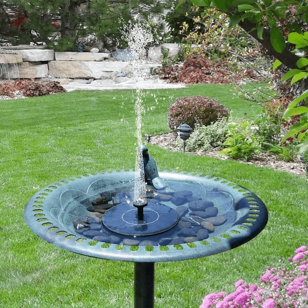 Eco-Friendly Solar Fountain with Bird Bath for Relaxation and Harmony in the Garden