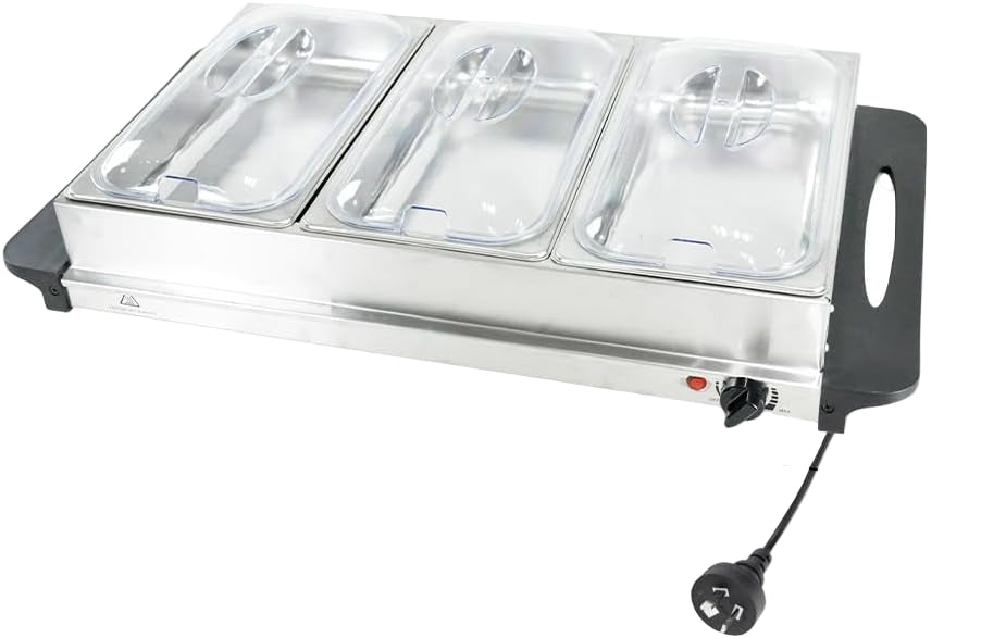 Electric Buffet Food Warmer with 3 x 2.5L Trays and Adjustable Temperature