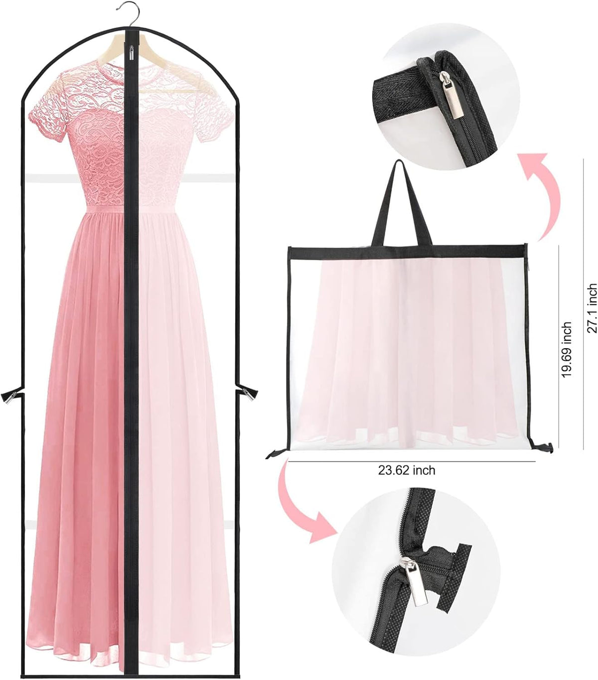 Extra Long Garment Bag — Dress Cover with Durable Zipper