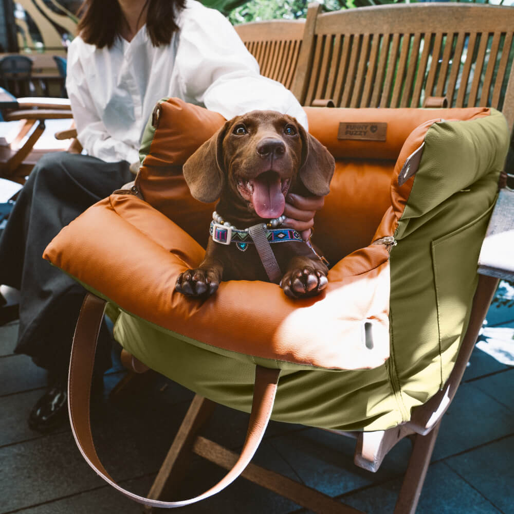 Faux Leather Dog Car Seat Bed - Protection and Comfort