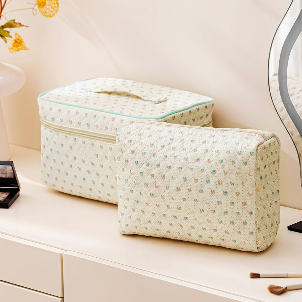 Floral Cotton Travel Cosmetic Bag