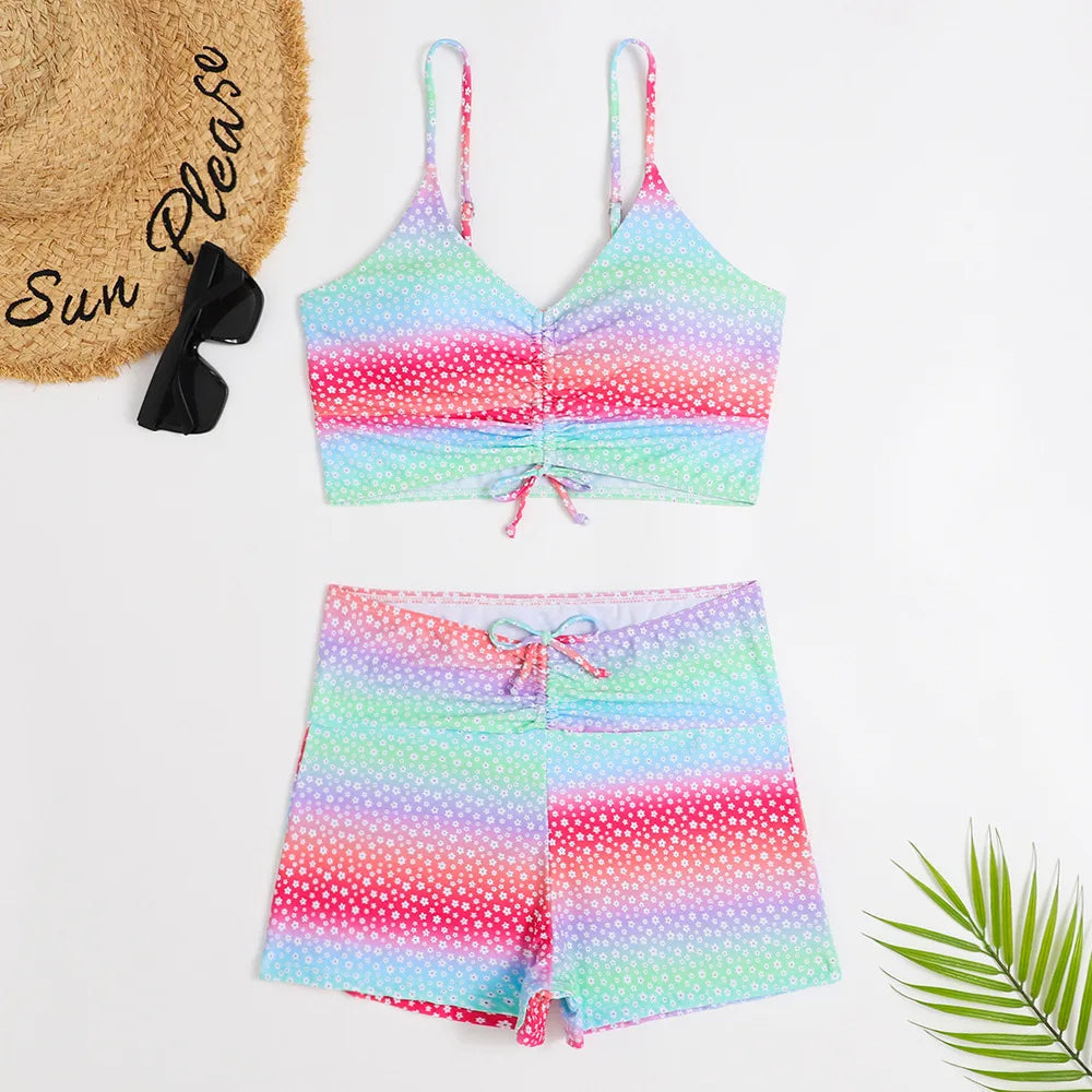 Floral Print High-Waisted Bikini with Summery Flair