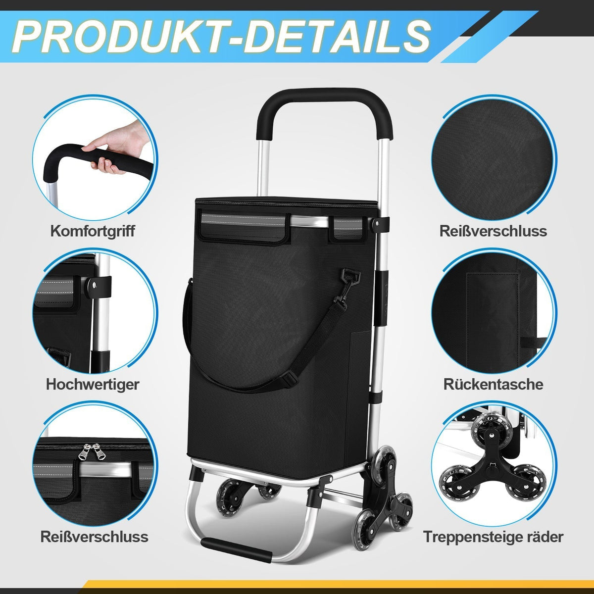 Foldable 40L Shopping Trolley