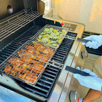 Foldable Non-Stick Stainless Steel Grill Basket | Heat-Resistant | For Meat & Vegetables