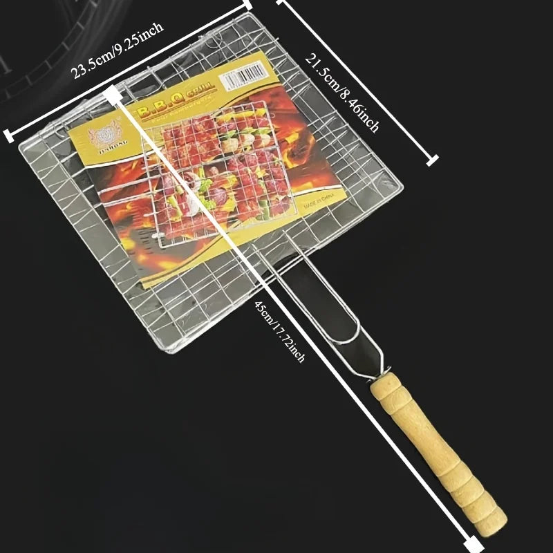 Foldable Non-Stick Stainless Steel Grill Basket | Heat-Resistant | For Meat & Vegetables