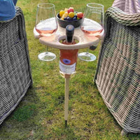 Folding Outdoor Wine Table - Portable Picnic and Garden Drink Stand
