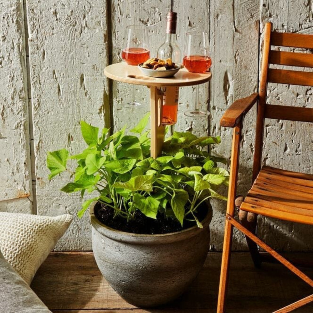 Folding Outdoor Wine Table - Portable Picnic and Garden Drink Stand