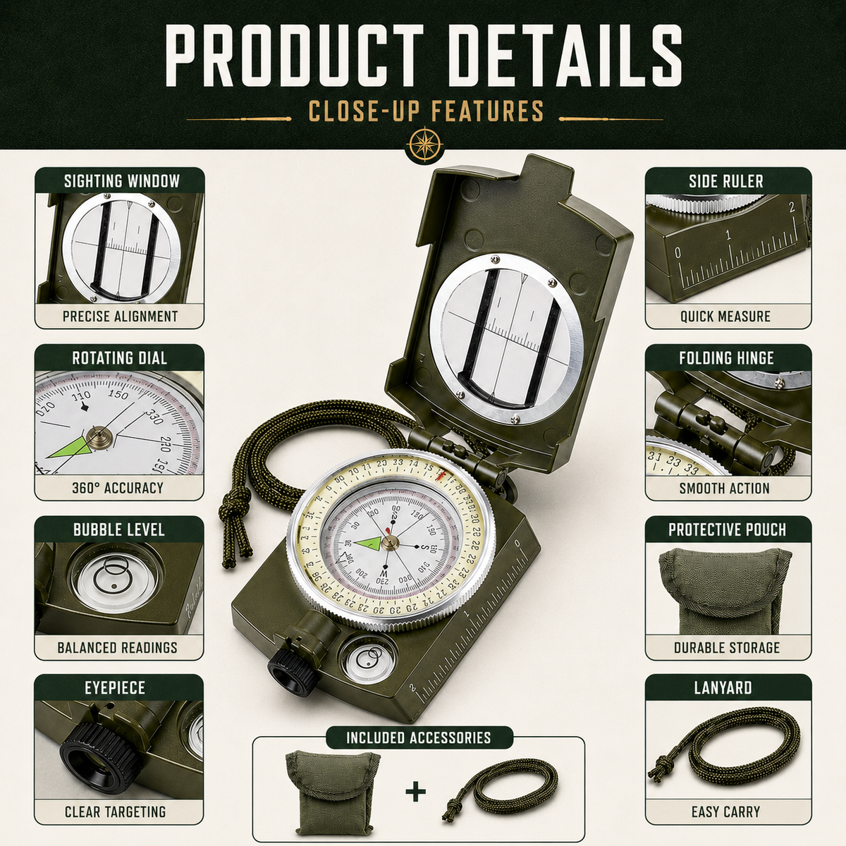 Folding Sighting Compass