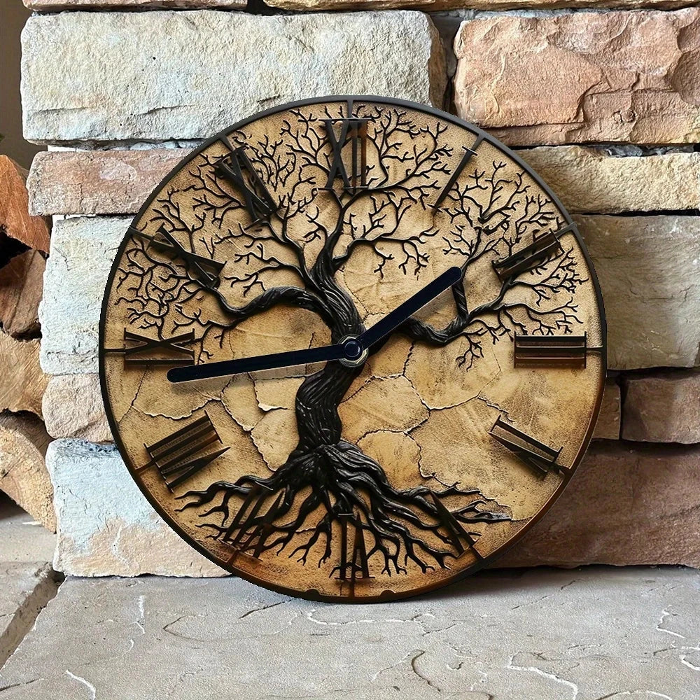 Handmade Eco-Friendly Rustic Tree of Life Wooden Wall Clock