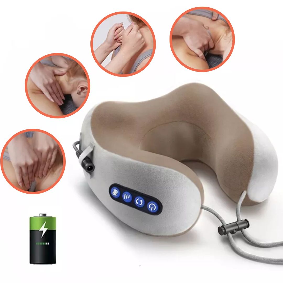Heated Shiatsu Massage Pillow – Deep Relief for Neck and Shoulders | Portable and Rechargeable