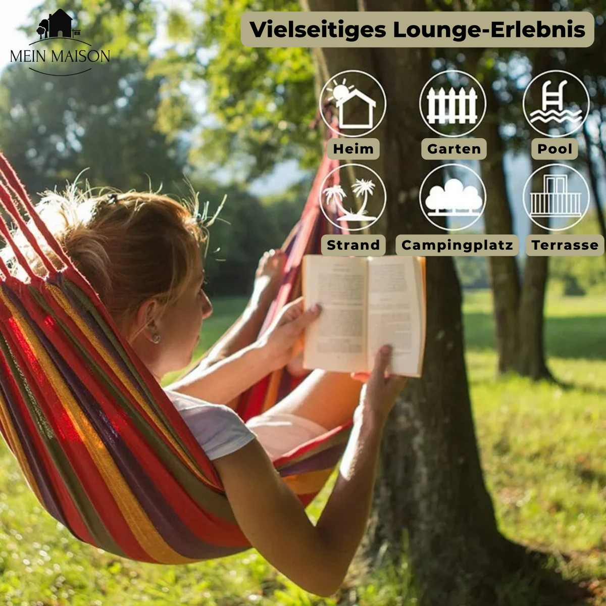 Heavy-Duty Canvas Hammock | Anti-Slip Design | 200 kg Load Capacity