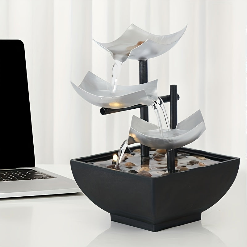 Indoor Fountain with Leaf Design and Gentle Water Flow