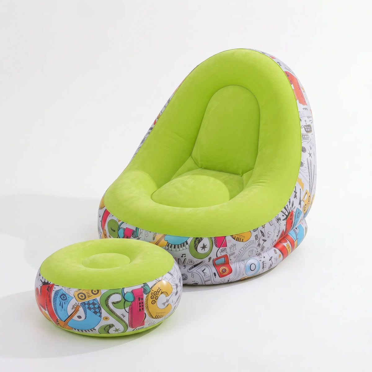 Inflatable Lounge Chair with Footrest Ottoman