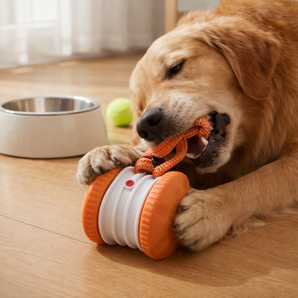 Interactive & Durable Dog Ball – Moving Toy with Colorful Tug Rope for Dogs