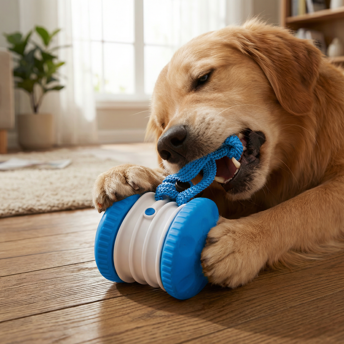 Interactive & Durable Dog Ball – Moving Toy with Colorful Tug Rope for Dogs