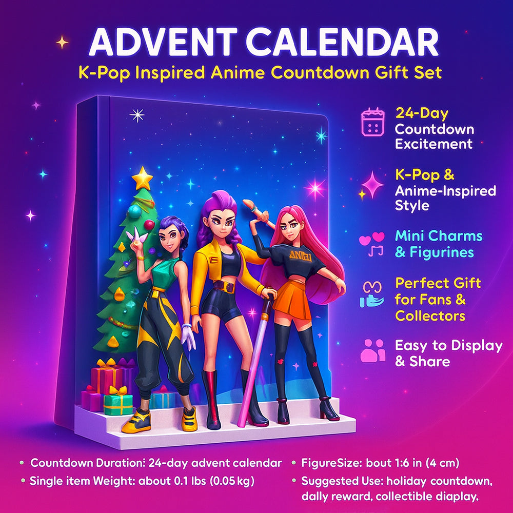 K-Pop Anime Advent Calendar – Countdown Set with Numbered Compartments and 4 cm Mini Figures
