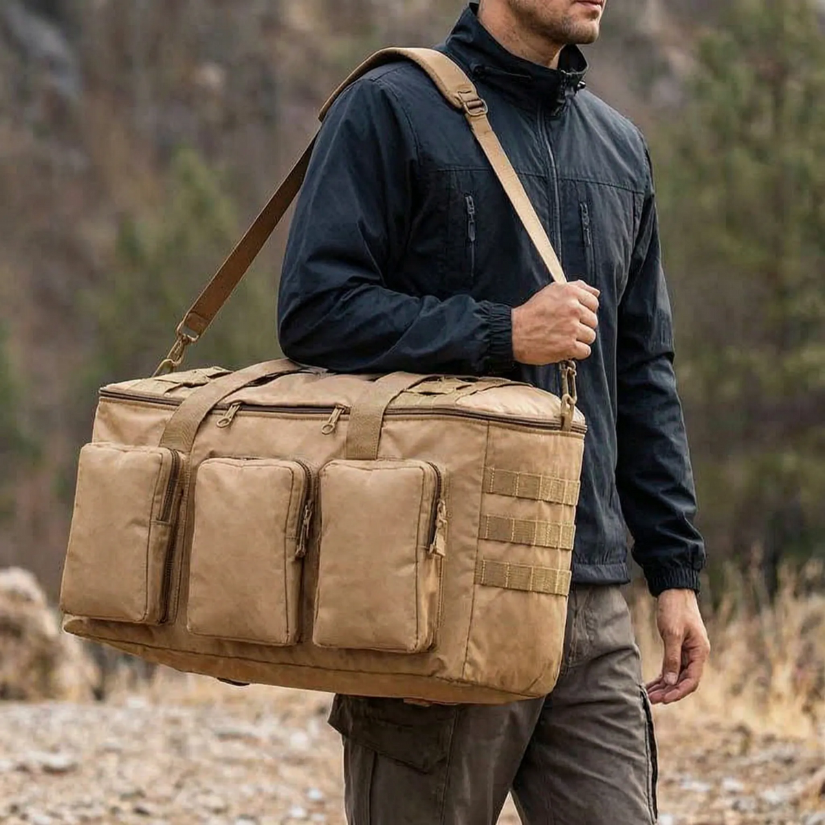 Large 55L Tactical Duffel Backpack