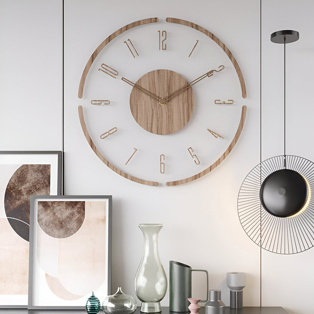 Large Modern Wall Clock with Quiet Mechanism – Natural Wood Design