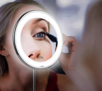 LED Magnifying Mirror with Flexible Gooseneck – 10x Zoom, Daylight LEDs & Suction Mount