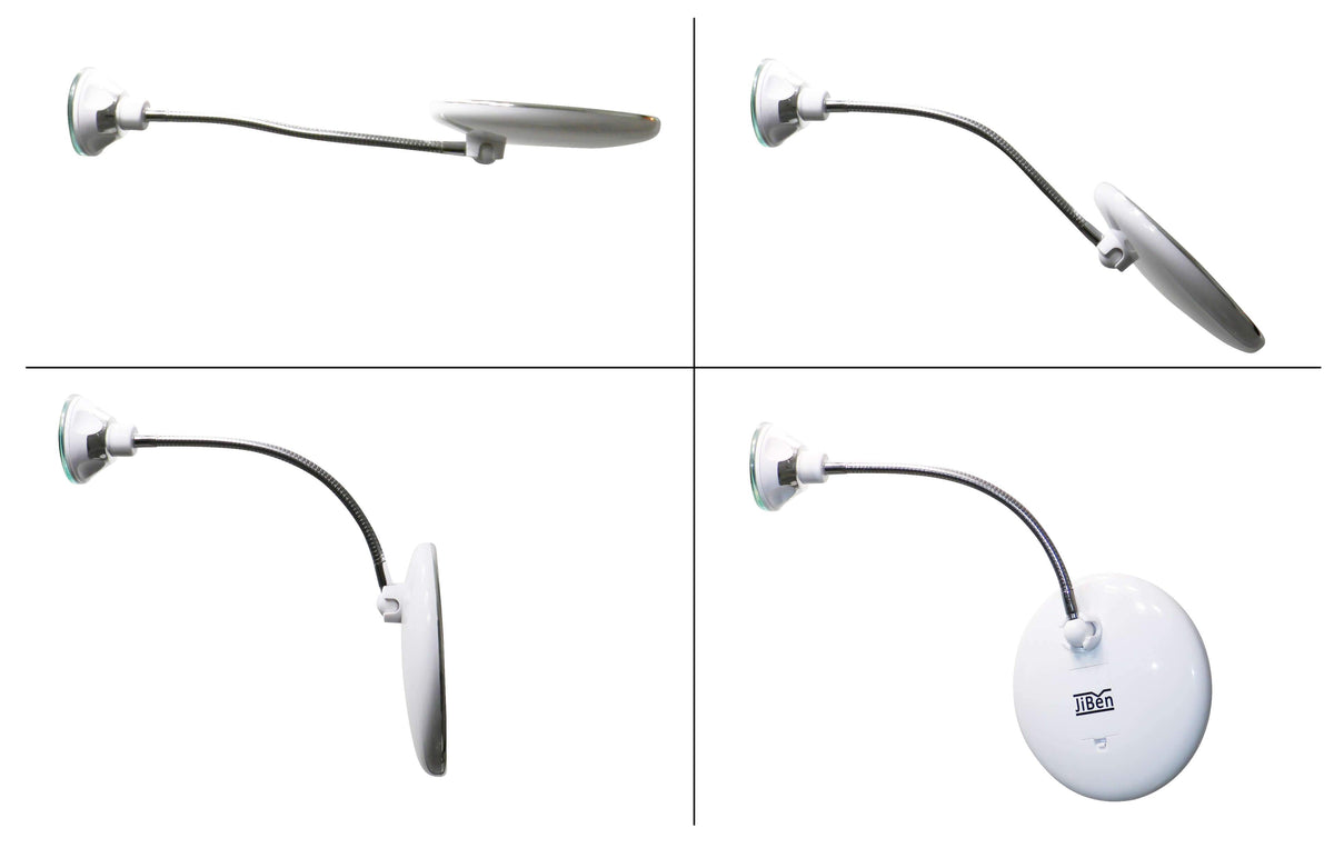 LED Magnifying Mirror with Flexible Gooseneck – 10x Zoom, Daylight LEDs & Suction Mount