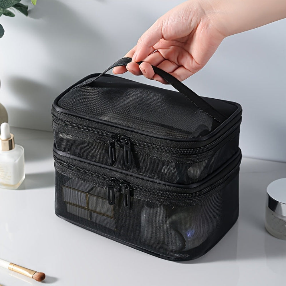 Lightweight Compact Travel Makeup Bag with Leakproof Interior and Multi-Compartment Design