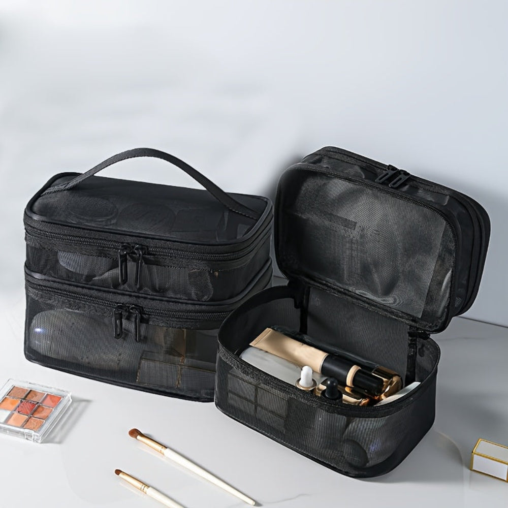 Lightweight Compact Travel Makeup Bag with Leakproof Interior and Multi-Compartment Design