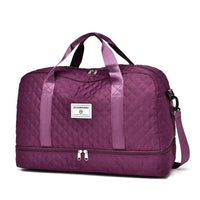 Lightweight Quilted Travel Bag | Large Duffle & Weekender Bag with Shoe & Wet Compartments | Carry-On Approved & Foldable