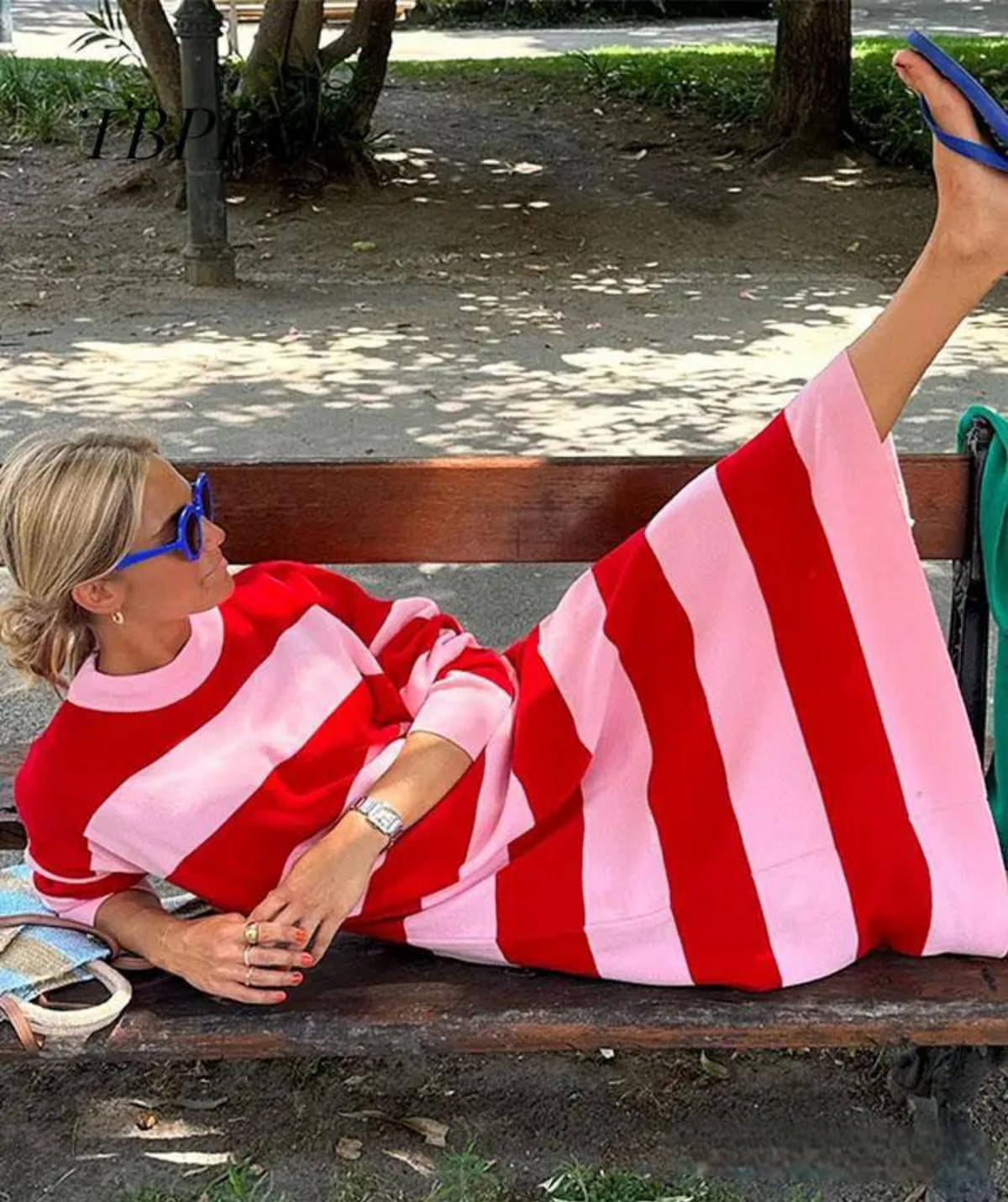 Lightweight Striped Relaxed Fit Summer Dress