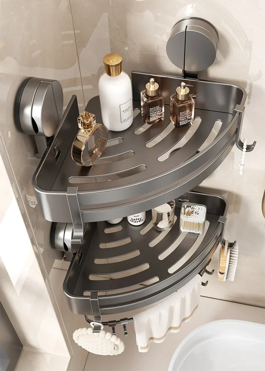 Luxury Suction Cup Bathroom Shelf - No Drilling