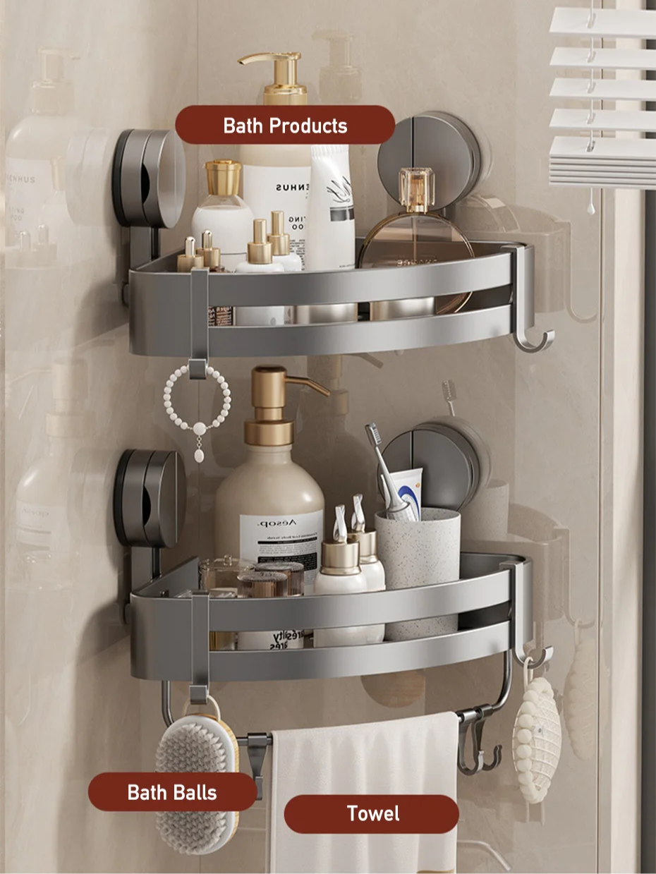 Luxury Suction Cup Bathroom Shelf - No Drilling