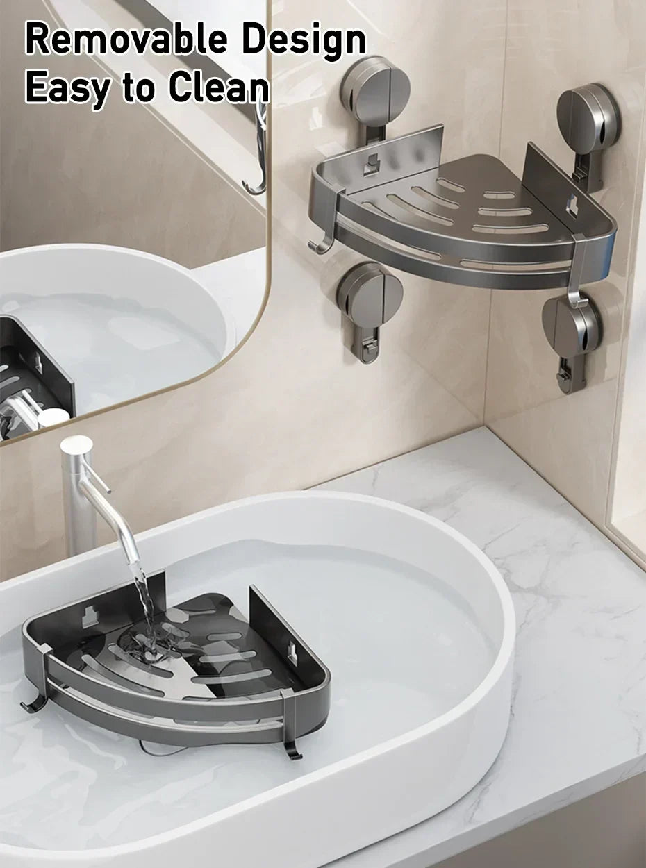Luxury Suction Cup Bathroom Shelf - No Drilling