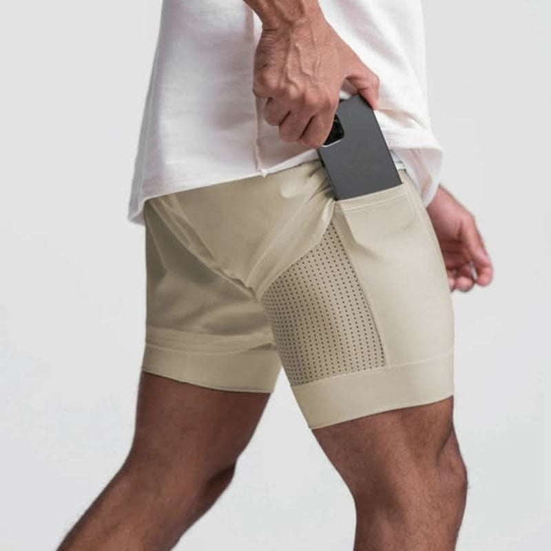 Men's Breathable 2-in-1 Training Shorts with Inner Shorts